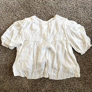 Cream Short Sleeve Blouse